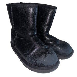 Ugg Girls Classic II Metallic Sparkle Boots Size 3 Black